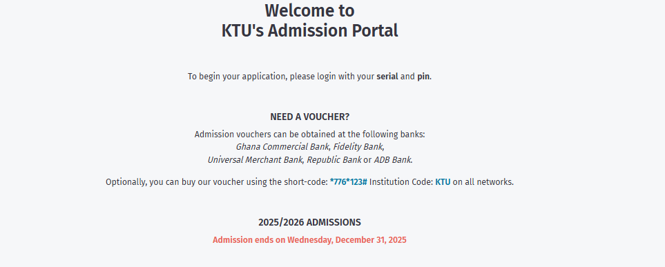Koforidua Technical University (KTU) 20252026 Academic Year Admissions